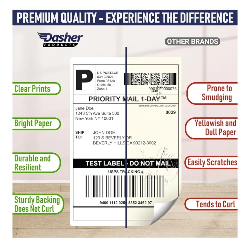 Lot of 2 Dasher 4x6 Thermal Shipping Labels 880 Ct Dymo 4XL Compatible 1744907